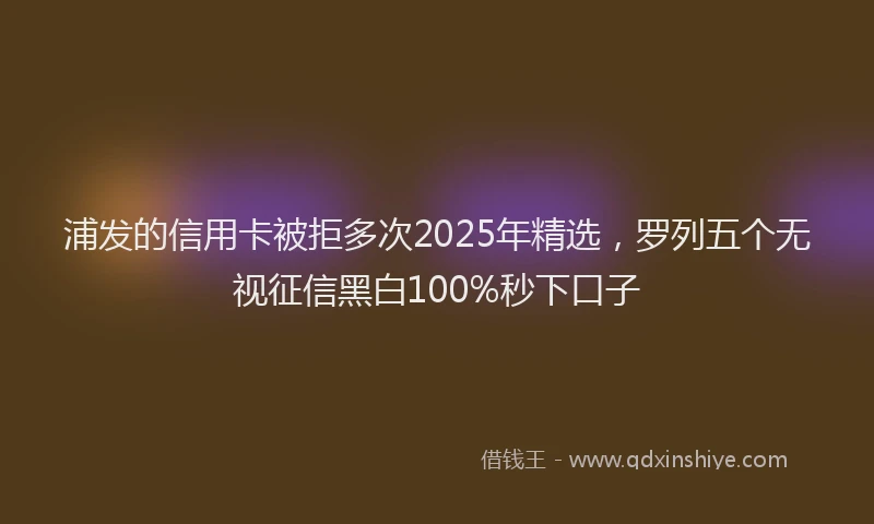 浦发的信用卡被拒多次2025年精选，罗列五个无视征信黑白100%秒下口子