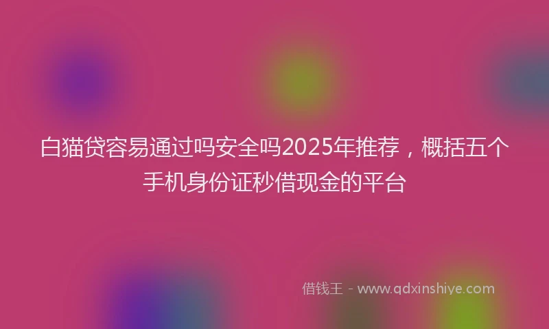 白猫贷容易通过吗安全吗2025年推荐，概括五个手机身份证秒借现金的平台