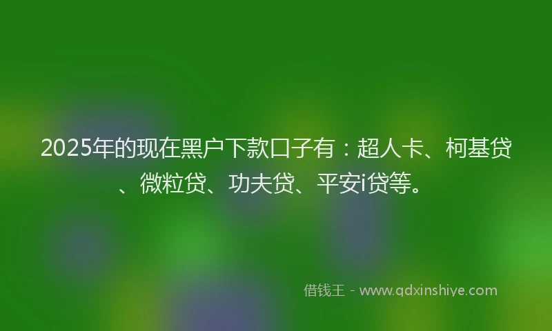 2025年的现在黑户下款口子有：超人卡、柯基贷、微粒贷、功夫贷、平安i贷等。