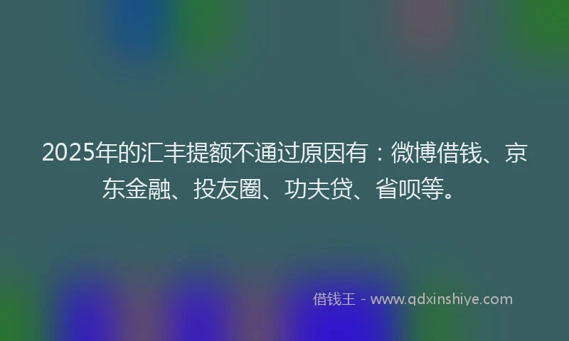 2025年的汇丰提额不通过原因有：微博借钱、京东金融、投友圈、功夫贷、省呗等。