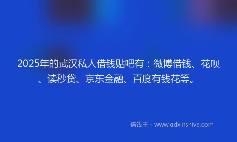 2025年的武汉私人借钱贴吧有：微博借钱、花呗、读秒贷、京东金融、百度有钱花等。