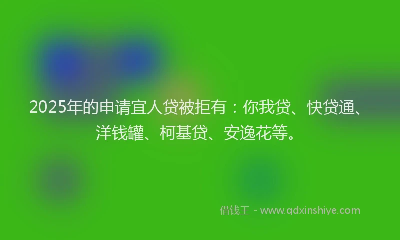 2025年的申请宜人贷被拒有：你我贷、快贷通、洋钱罐、柯基贷、安逸花等。