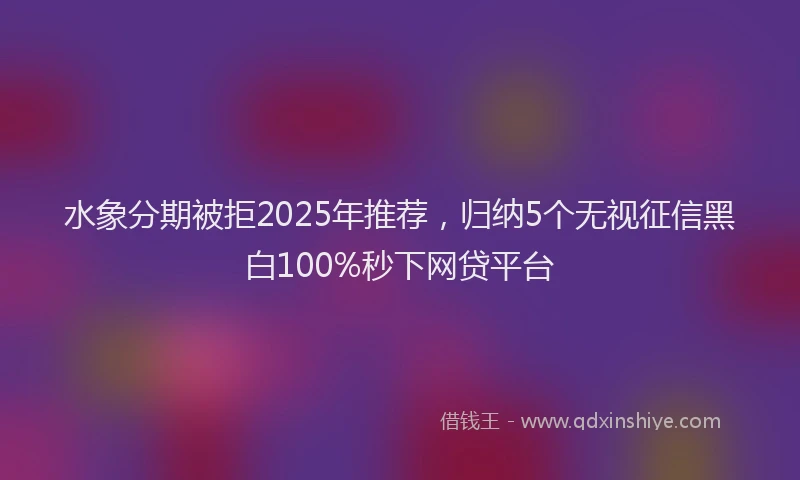 水象分期被拒2025年推荐，归纳5个无视征信黑白100%秒下网贷平台