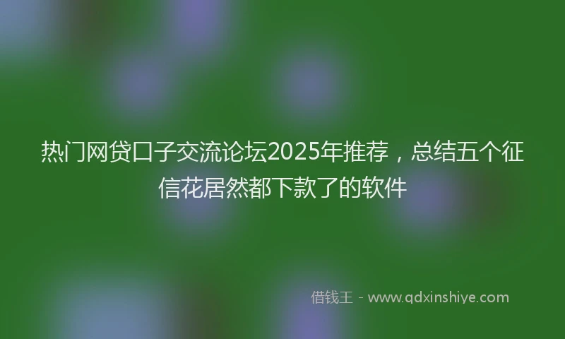 热门网贷口子交流论坛2025年推荐，总结五个征信花居然都下款了的软件