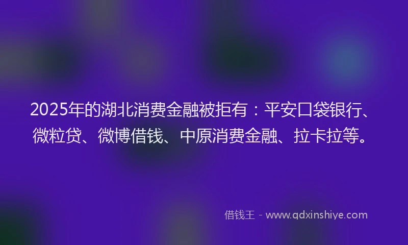 2025年的湖北消费金融被拒有：平安口袋银行、微粒贷、微博借钱、中原消费金融、拉卡拉等。