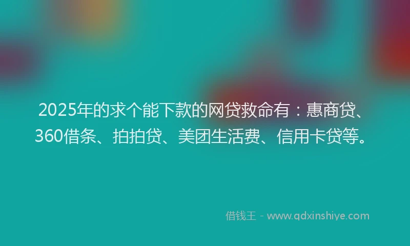 2025年的求个能下款的网贷救命有：惠商贷、360借条、拍拍贷、美团生活费、信用卡贷等。