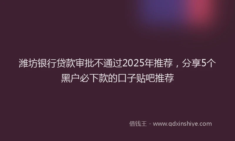 潍坊银行贷款审批不通过2025年推荐，分享5个黑户必下款的口子贴吧推荐