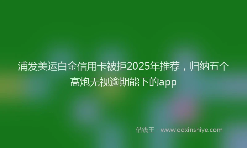 浦发美运白金信用卡被拒2025年推荐，归纳五个高炮无视逾期能下的app