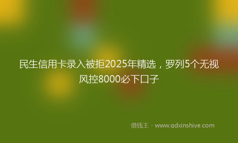 民生信用卡录入被拒2025年精选，罗列5个无视风控8000必下口子