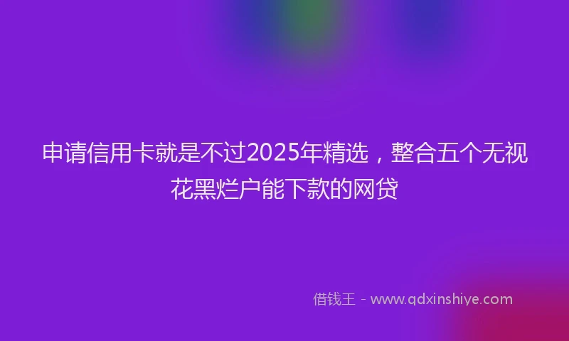 申请信用卡就是不过2025年精选，整合五个无视花黑烂户能下款的网贷