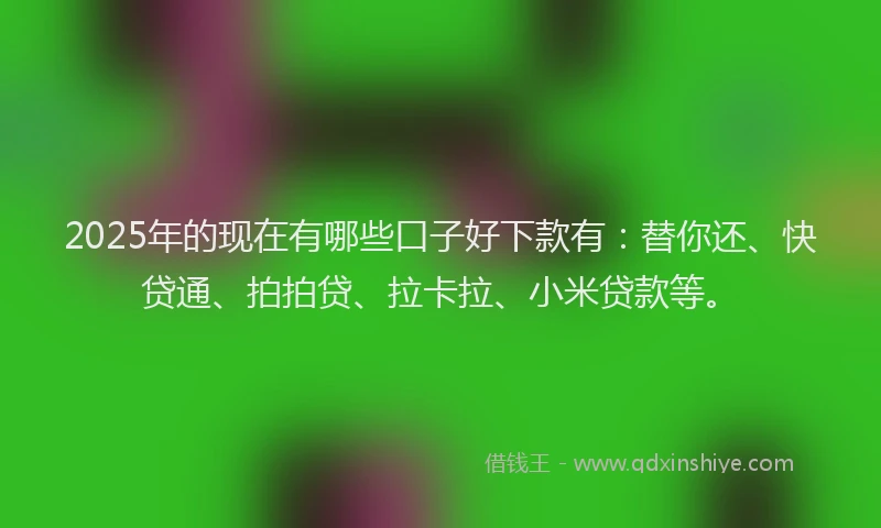 2025年的现在有哪些口子好下款有：替你还、快贷通、拍拍贷、拉卡拉、小米贷款等。