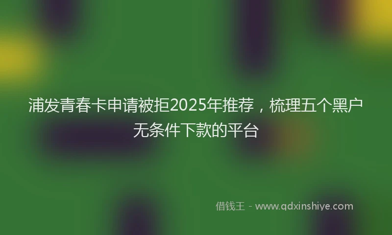 浦发青春卡申请被拒2025年推荐，梳理五个黑户无条件下款的平台