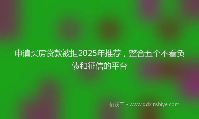 申请买房贷款被拒2025年推荐，整合五个不看负债和征信的平台