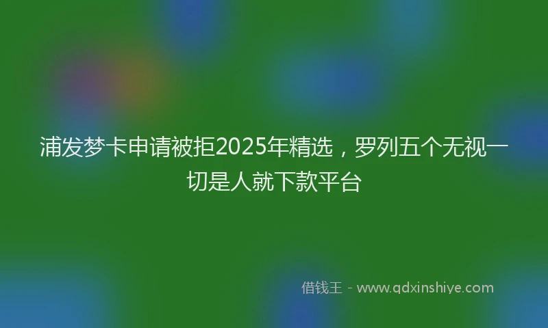 浦发梦卡申请被拒2025年精选，罗列五个无视一切是人就下款平台