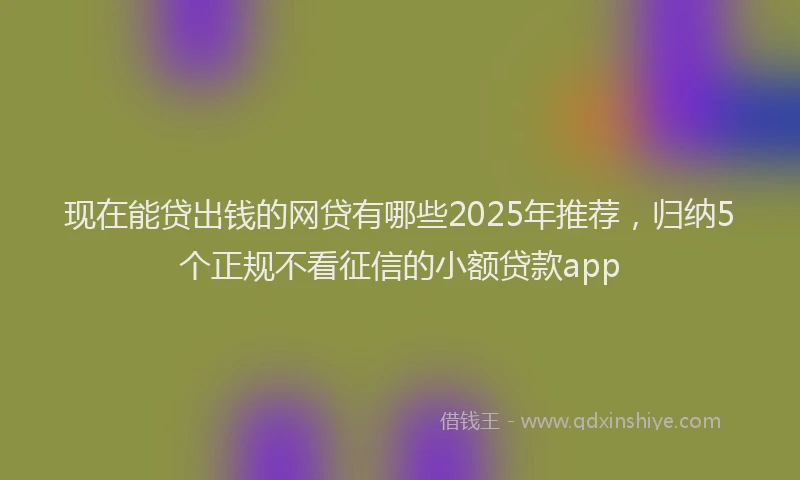 现在能贷出钱的网贷有哪些2025年推荐，归纳5个正规不看征信的小额贷款app