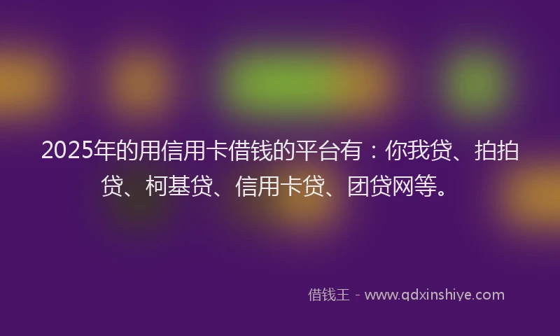 2025年的用信用卡借钱的平台有：你我贷、拍拍贷、柯基贷、信用卡贷、团贷网等。