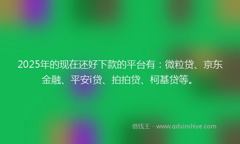 2025年的现在还好下款的平台有：微粒贷、京东金融、平安i贷、拍拍贷、柯基贷等。