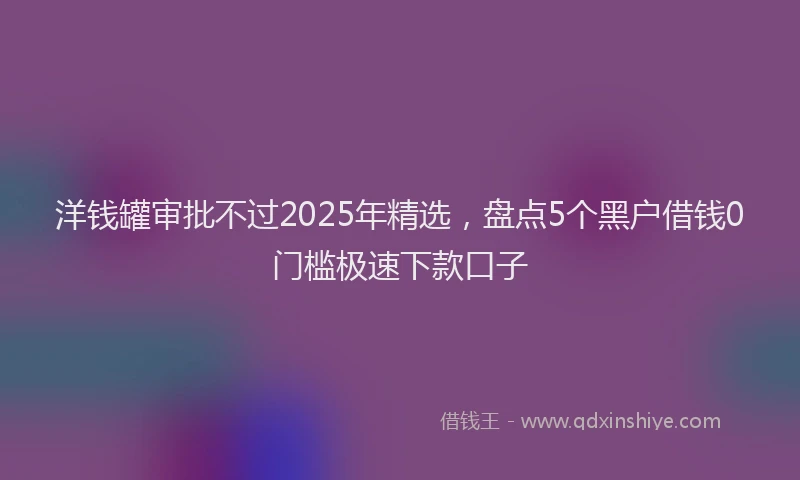 洋钱罐审批不过2025年精选，盘点5个黑户借钱0门槛极速下款口子