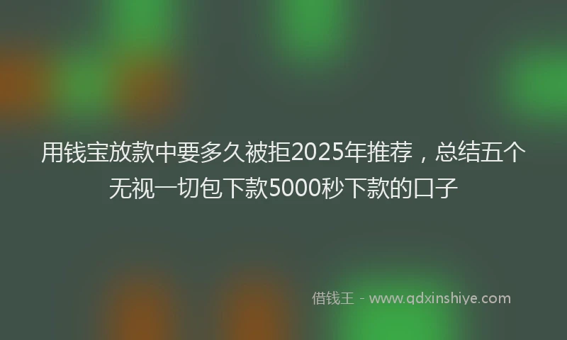 用钱宝放款中要多久被拒2025年推荐，总结五个无视一切包下款5000秒下款的口子