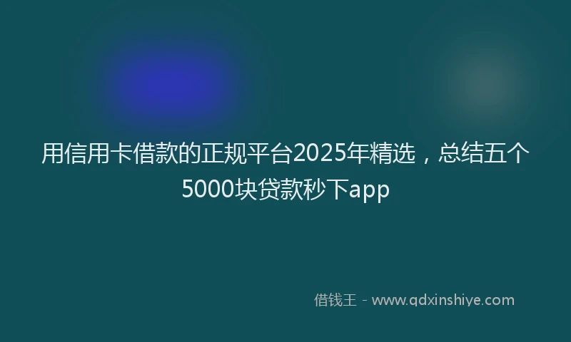 用信用卡借款的正规平台2025年精选，总结五个5000块贷款秒下app