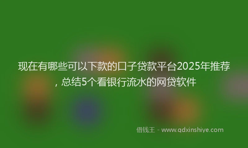 现在有哪些可以下款的口子贷款平台2025年推荐，总结5个看银行流水的网贷软件