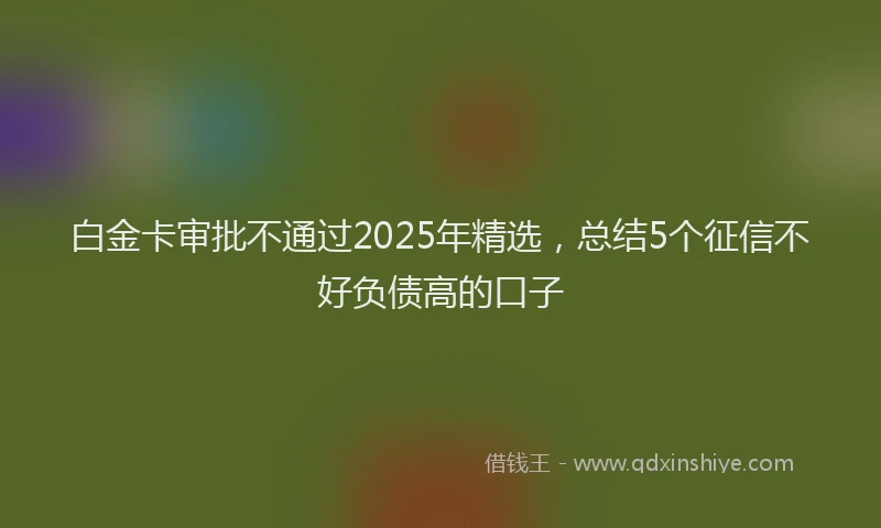 白金卡审批不通过2025年精选，总结5个征信不好负债高的口子