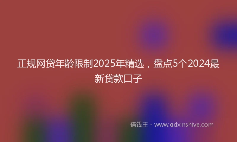 正规网贷年龄限制2025年精选，盘点5个2024最新贷款口子
