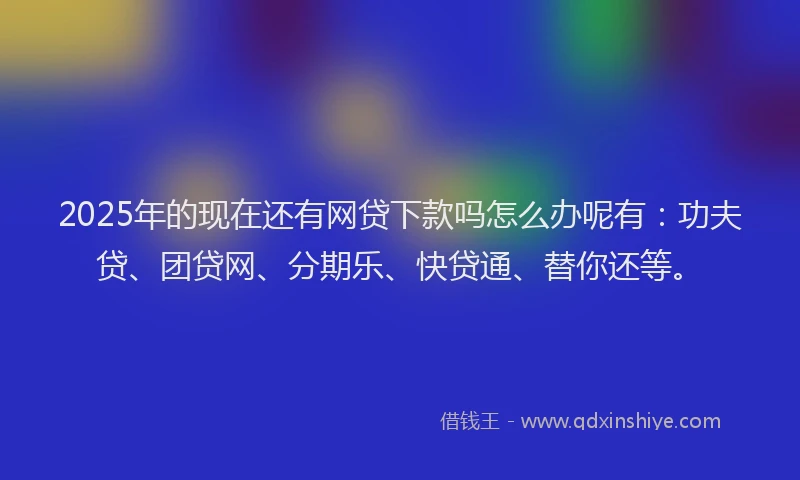 2025年的现在还有网贷下款吗怎么办呢有：功夫贷、团贷网、分期乐、快贷通、替你还等。