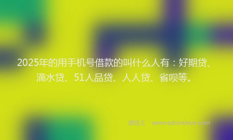 2025年的用手机号借款的叫什么人有：好期贷、滴水贷、51人品贷、人人贷、省呗等。