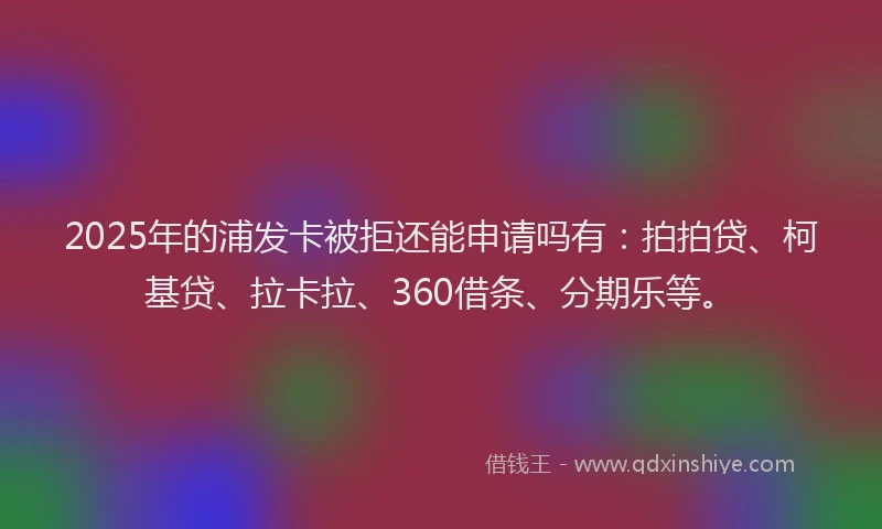 2025年的浦发卡被拒还能申请吗有：拍拍贷、柯基贷、拉卡拉、360借条、分期乐等。