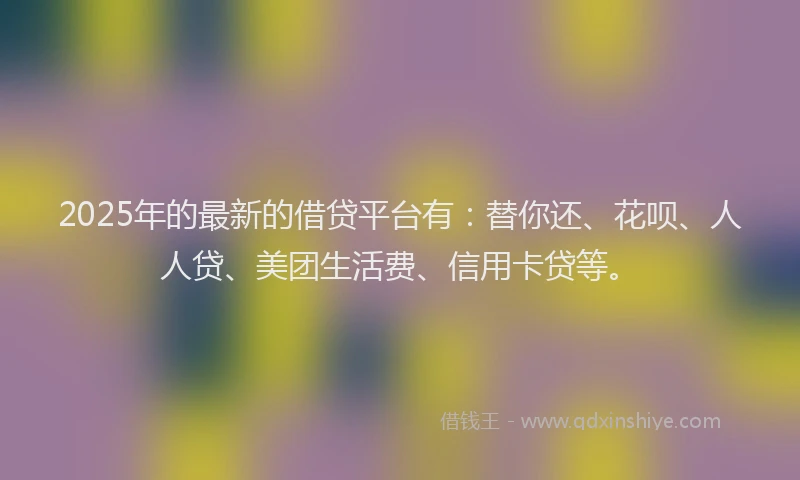 2025年的最新的借贷平台有：替你还、花呗、人人贷、美团生活费、信用卡贷等。