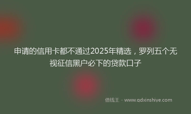 申请的信用卡都不通过2025年精选，罗列五个无视征信黑户必下的贷款口子