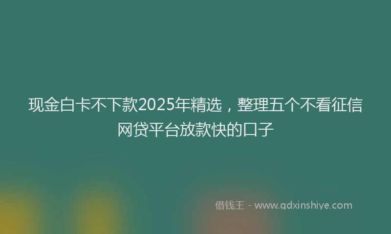 现金白卡不下款2025年精选，整理五个不看征信网贷平台放款快的口子
