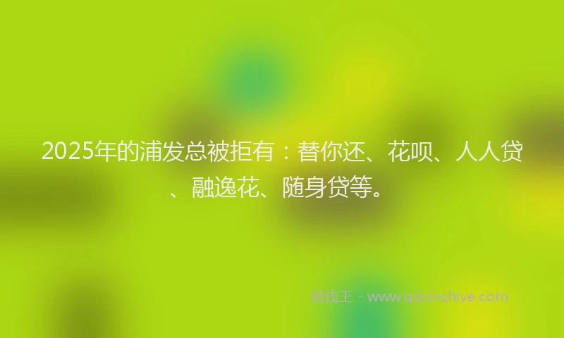 2025年的浦发总被拒有：替你还、花呗、人人贷、融逸花、随身贷等。