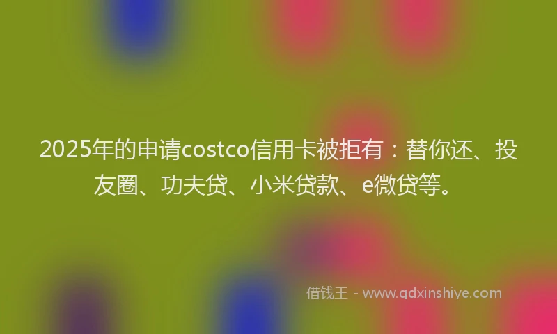 2025年的申请costco信用卡被拒有：替你还、投友圈、功夫贷、小米贷款、e微贷等。