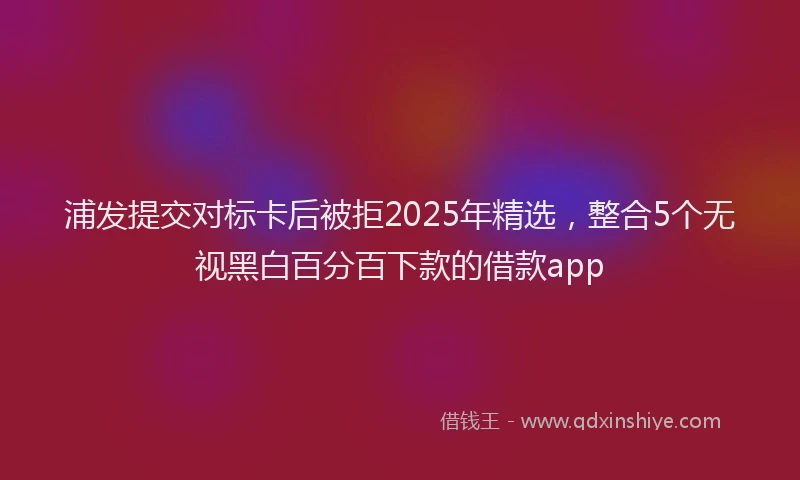 浦发提交对标卡后被拒2025年精选，整合5个无视黑白百分百下款的借款app