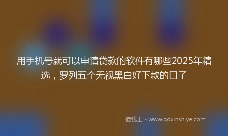 用手机号就可以申请贷款的软件有哪些2025年精选，罗列五个无视黑白好下款的口子