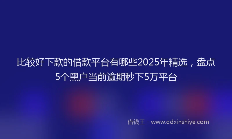 比较好下款的借款平台有哪些2025年精选，盘点5个黑户当前逾期秒下5万平台