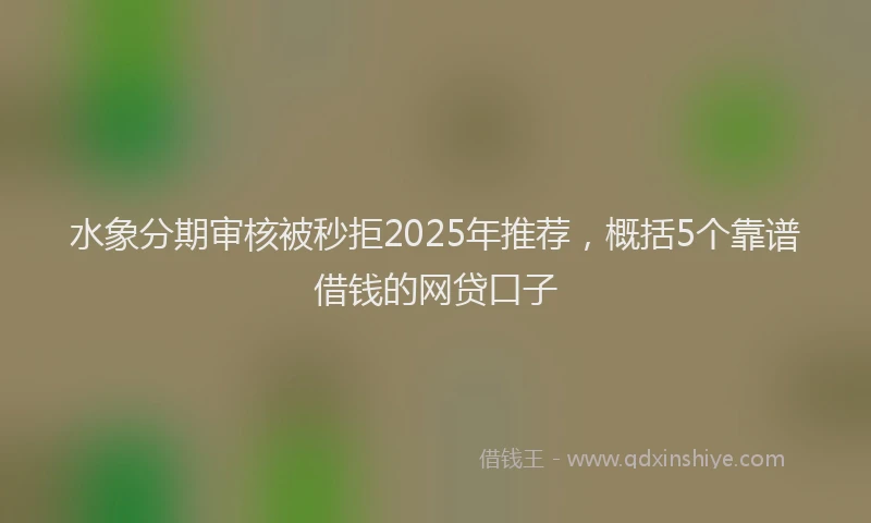 水象分期审核被秒拒2025年推荐，概括5个靠谱借钱的网贷口子