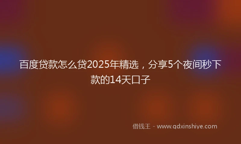 百度贷款怎么贷2025年精选，分享5个夜间秒下款的14天口子