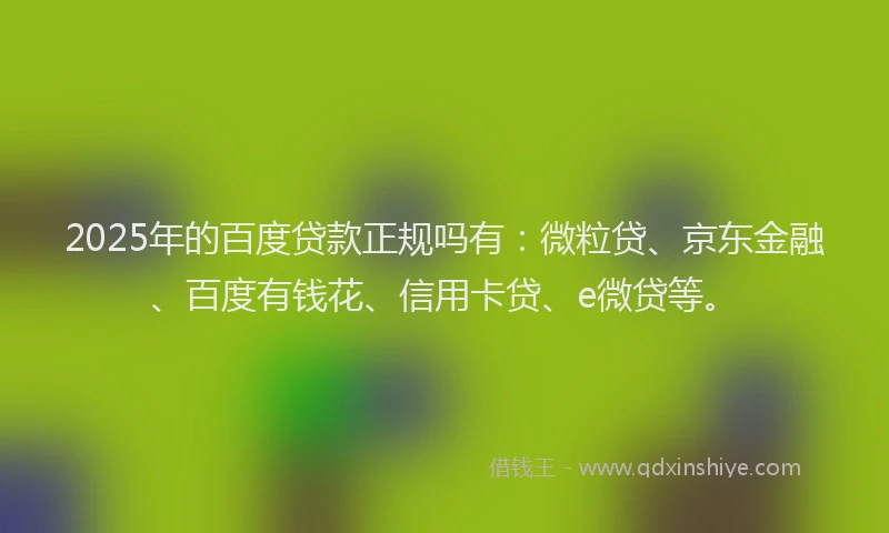 2025年的百度贷款正规吗有：微粒贷、京东金融、百度有钱花、信用卡贷、e微贷等。