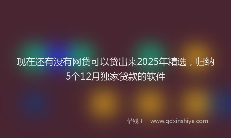 现在还有没有网贷可以贷出来2025年精选，归纳5个12月独家贷款的软件
