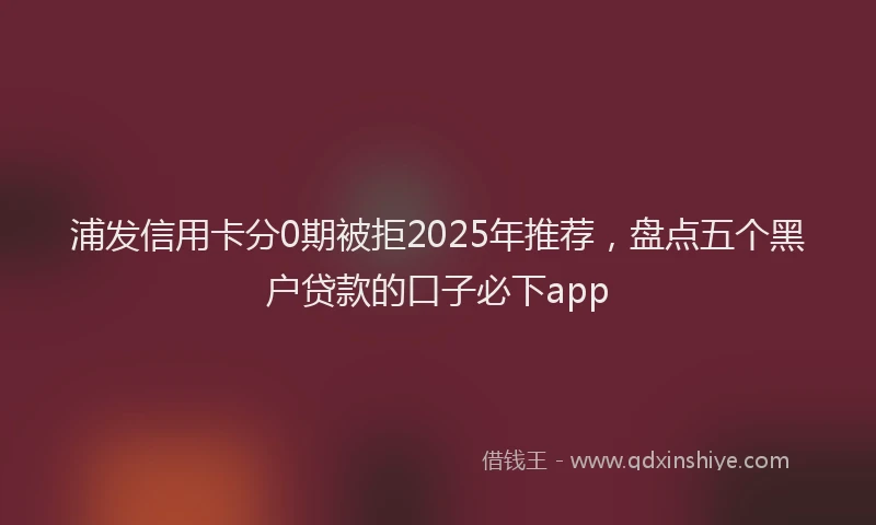 浦发信用卡分0期被拒2025年推荐，盘点五个黑户贷款的口子必下app