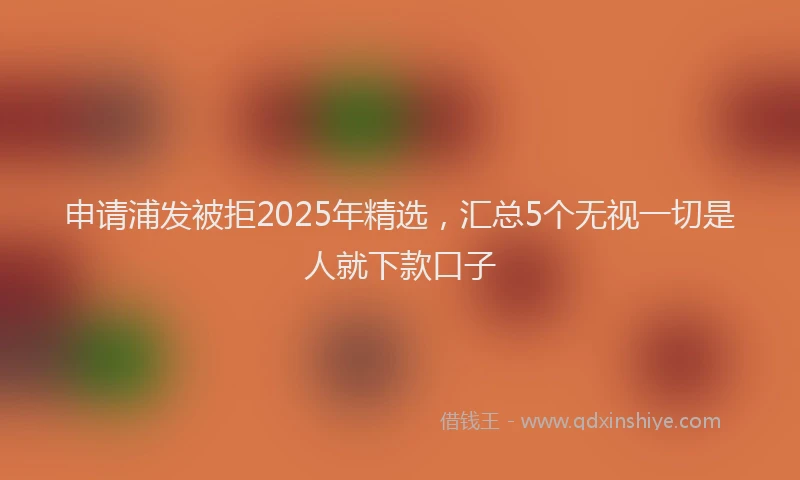 申请浦发被拒2025年精选，汇总5个无视一切是人就下款口子