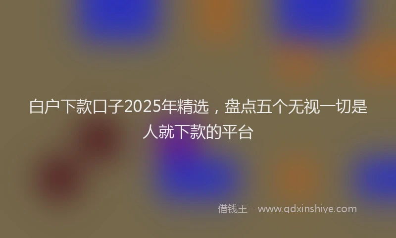 白户下款口子2025年精选，盘点五个无视一切是人就下款的平台