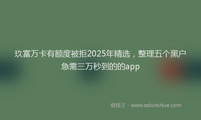 玖富万卡有额度被拒2025年精选，整理五个黑户急需三万秒到的的app