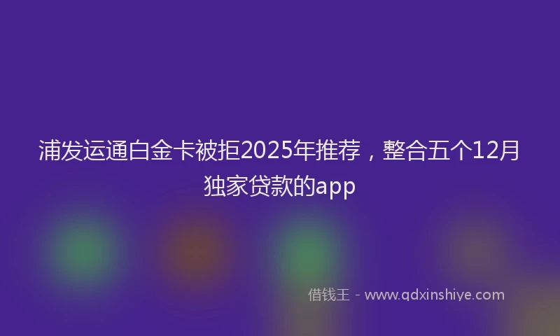 浦发运通白金卡被拒2025年推荐，整合五个12月独家贷款的app
