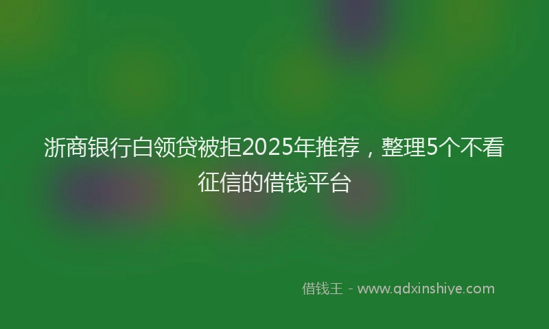 浙商银行白领贷被拒2025年推荐，整理5个不看征信的借钱平台