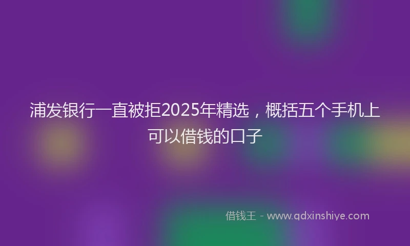 浦发银行一直被拒2025年精选，概括五个手机上可以借钱的口子
