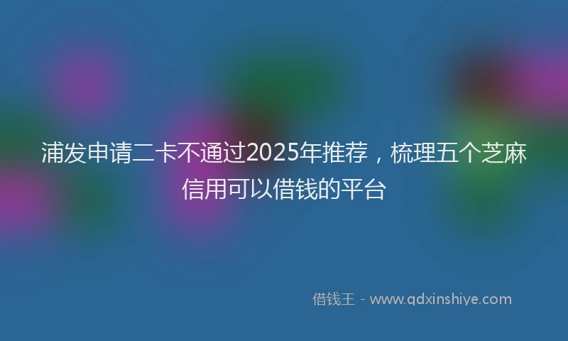 浦发申请二卡不通过2025年推荐，梳理五个芝麻信用可以借钱的平台